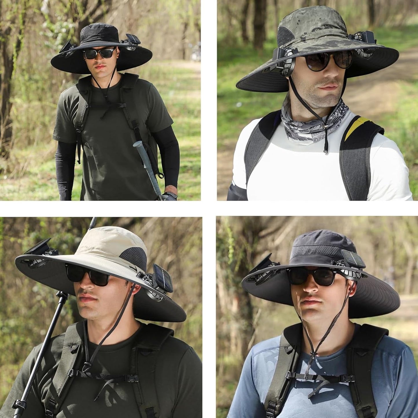 Outdoor Wide Brim Sun Hat with Solar Fan, Solar & USB Charging,Outdoor Fishing Hat,Hat with Fan,Solar Fan Hat Upf50+
