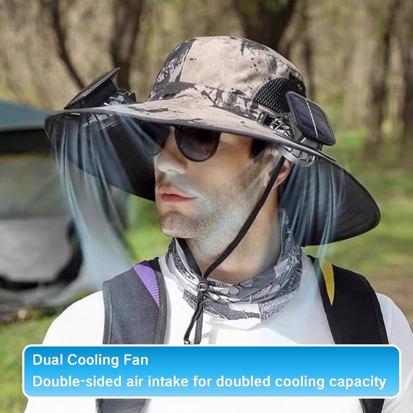 Outdoor Wide Brim Sun Hat with Solar Fan, Solar & USB Charging,Outdoor Fishing Hat,Hat with Fan,Solar Fan Hat Upf50+