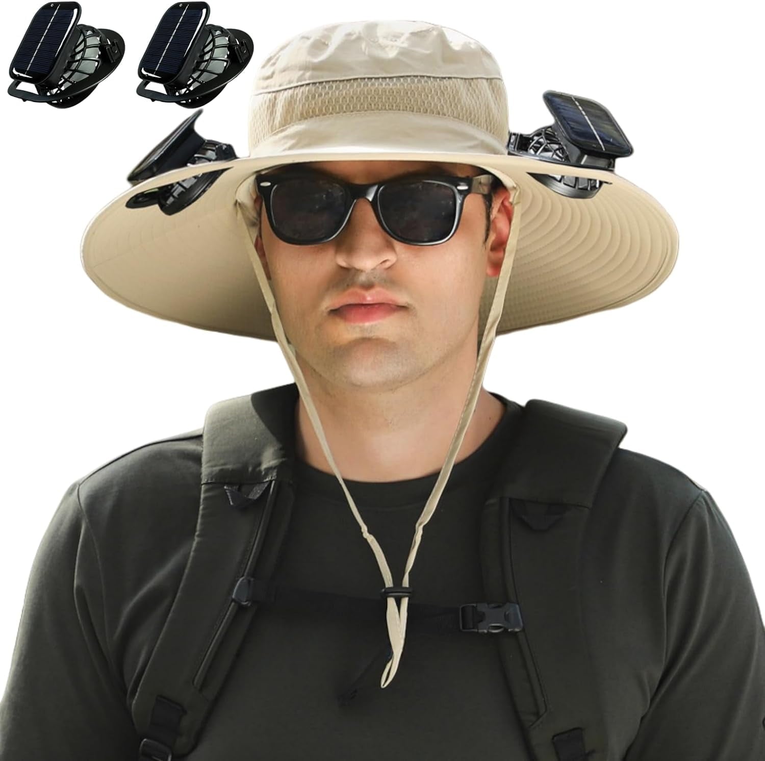 Outdoor Wide Brim Sun Hat with Solar Fan, Solar & USB Charging,Outdoor Fishing Hat,Hat with Fan,Solar Fan Hat Upf50+