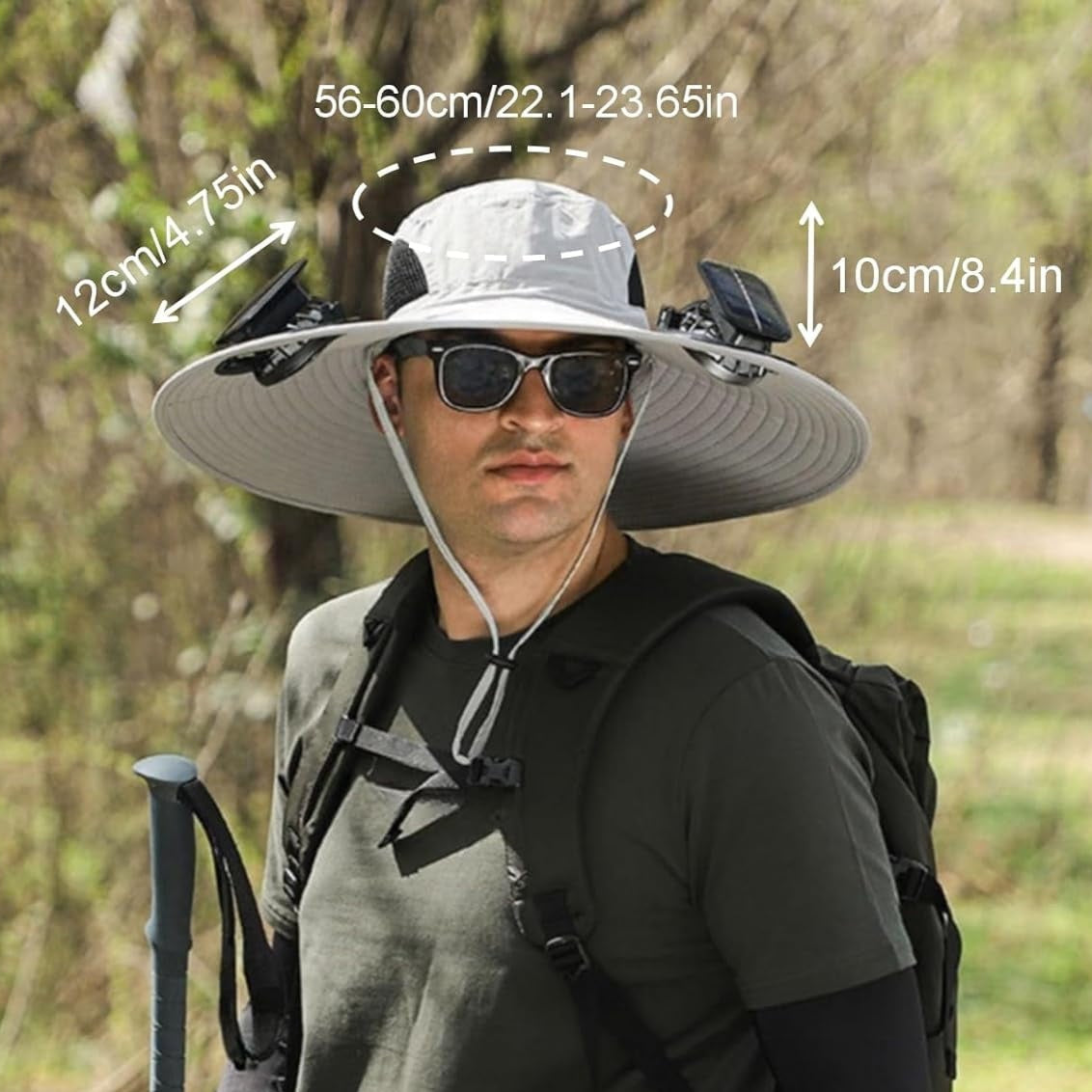 Outdoor Wide Brim Sun Hat with Solar Fan, Solar & USB Charging,Outdoor Fishing Hat,Hat with Fan,Solar Fan Hat Upf50+